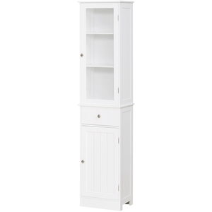 kleankin Restroom Tower with Multi-Tier Shelving - White by kleankin
