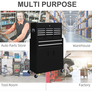 HOMCOM Portable Tool Chest with Wheels Drawers for Garage - Black by HOMCOM