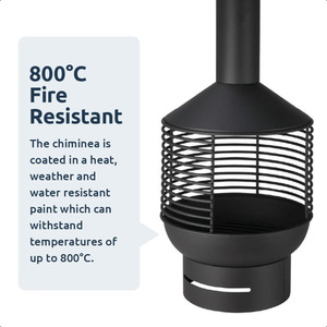 Chiminea Fireplace with Base and Top - Black by idooka