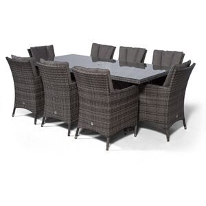 Savannah Square Rattan Patio Dining Set - Grey / 8 by Giardino