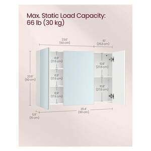 VASAGLE Wall Cabinet with Bathroom Mirror - White by VASAGLE
