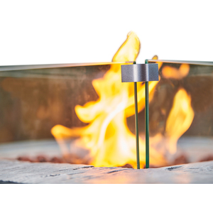 Rattan Fire Pit Table Heater with Lava Rocks - Grey by Teamson Home