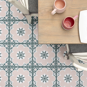 Daphne Pink Peel and Stick Vinyl Floor Tiles 0.93sqm by Fine Decor
