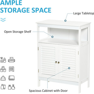 Kleankin Freestanding Bathroom Storage Cabinet Organiser - White by Kleankin