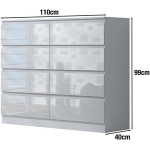 Gloss White Chest Of Drawers - White / 8 by FWStyle