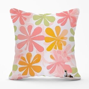 Yellow And Pink Flowers Cushions - Pink / 45cm by Warren Reed - Designer