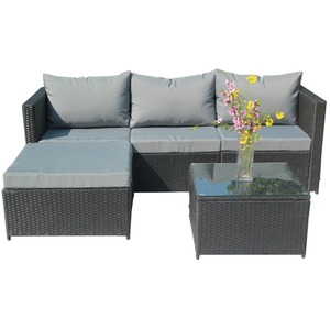 5Pcs Rattan Garden Furniture Set - Black by BIRCHTREE