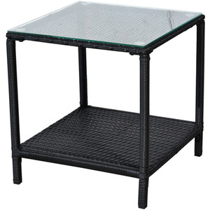 Outsunny 3 Piece Rattan Rocking Set - Black and MIxed Brown by Outsunny