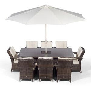 Arizona Square Rattan Patio Dining Set with Ice Bucket Drinks Cooler - Brown / 8 by Giardino