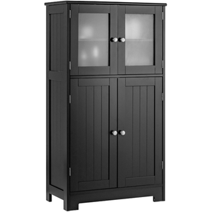 4-Door Bathroom Floor Cabinet - Black by GAINOOM