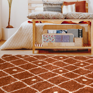 Nomadic Eye Catching Terracotta Shaggy Rug - Brae by The Rug Wholesaler