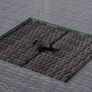 Arizona Square Rattan Patio Dining Set with Ice Bucket Drinks Cooler - Grey / 8 by Giardino