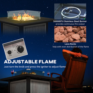 Outsunny Square Propane Gas Fire Pit Table, 50000 BTU - Grey by Outsunny