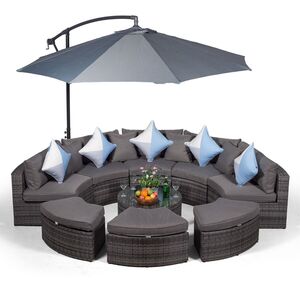 Monaco Luxury Large Rattan Garden Sofa Set - Grey by Giardino