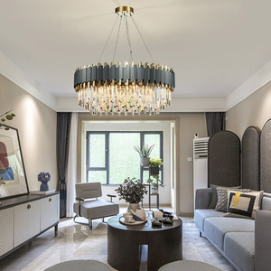 Dark Carbon and Gold Postmodern Pendant Chandelier