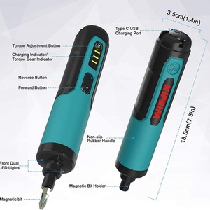 Electric Screwdriver with 33 Magnetic Bits Set - Black