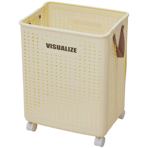 Foldable Laundry Basket with Wheels - Beige / 50cm / 31cm by Livingandhome