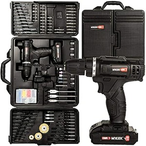 MYLEK 18V Cordless Drill, 151 Piece Accessory Kit And Carry Case - Black by Mylek