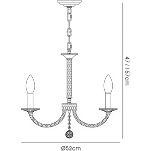 Elena Ceiling Pendant Chandelier 3 Light Black Chrome, Crystal - Black Chrome