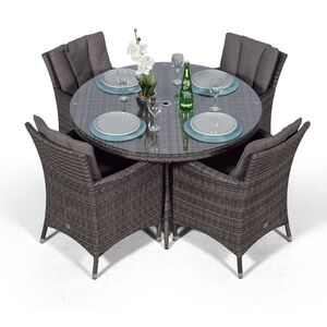 Savannah Round Rattan Patio Dining Set - Grey / 4 by Giardino