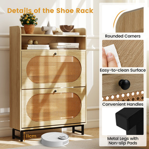 Freestanding Shoe Organizer Shoe Cabinet - Natural by Costway