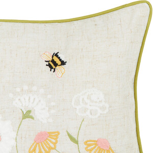 Meadow Flowers Embroidered Cushion - Multicolour by Divante