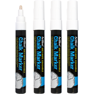 Artline Pack of 4 Chalk Markers - White by Artline