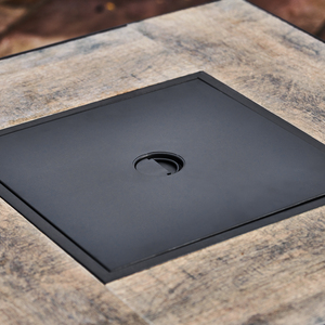 Square Rattan Outdoor Gas Fire Pit Table with Screen - Brown by Teamson Home