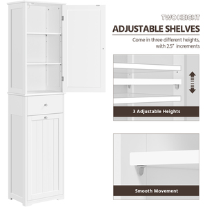 Freestanding Tall Bathroom Cabinet with Laundry Basket - White by Yaheetech