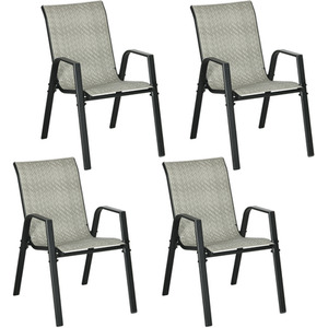 Outsunny Rattan Garden Chairs Set of 4, Stackable Outdoor Armchair by Outsunny