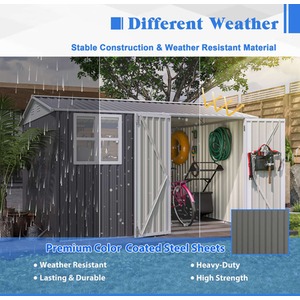 BIRCHTREE Garden Shed with Window - Grey / 10x10ft by BIRCHTREE