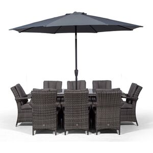 Arizona Square Rattan Patio Dining Set with Ice Bucket Drinks Cooler - Grey / 8 by Giardino