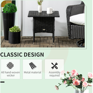 Outsunny All Hand Woven PE Rattan Outdoor Coffee Table - Black by Outsunny