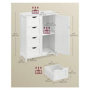 VASAGLE Bathroom Storage Cabinet with 4 Drawers - White by VASAGLE