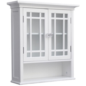 Wooden Bathroom Wall Cabinet 2 Doors - White by Teamson Home