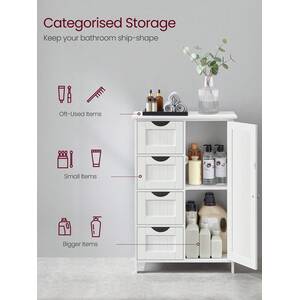 Bathroom Storage Cabinet with 4 Drawers - White by VASAGLE