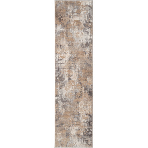 Warm Beige Grey Distressed Abstract Geometric Motif Area Rug by The Rug House