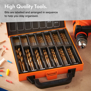 99 Piece HSS Metal Drill Bit Set with Carry Case - Orange by VonHaus