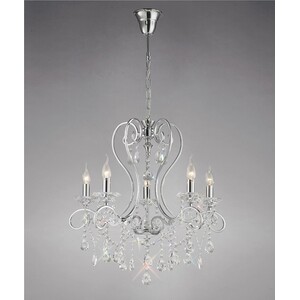 Vela Ceiling Pendant Chandelier 5 Light Polished Chrome, Crystal - Polished Chrome