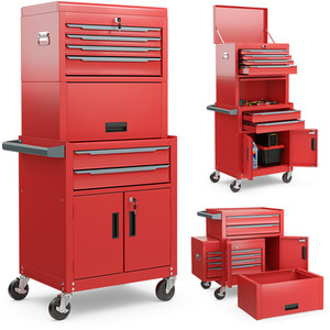 3-in-1 Tool Storage Cabinet Rolling Tool Chest by Costway