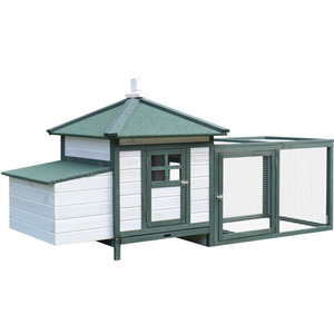 PawHut Chicken Coop Hen Poultry House with Nesting Box, Wooden Outdoor Run - Green by Pawhut