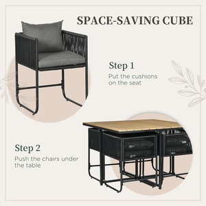 Outsunny Space-saving Design Rattan Cube Dining Sets - Black by Outsunny