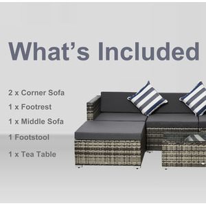 Outsunny 5 Pieces Rattan Sofa Set - Mixed Grey by Outsunny