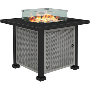 Outsunny Square Propane Gas Fire Pit Table, 50000 BTU - Grey by Outsunny