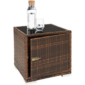 2 Rattan Sunloungers with Table and Protective Cover - Brown by tectake