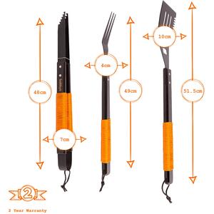 3pc Wooden BBQ Tool Set - Orange Rope by BobbyQ