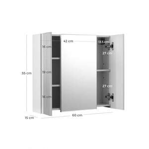 VASAGLE Bathroom Wall Cabinet with Mirror - White by VASAGLE