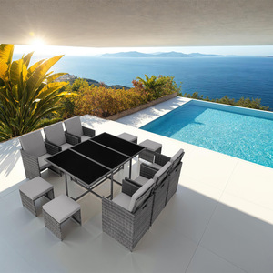 Malaga 641 Rattan Garden Furniture Set with Protective Cover by tectake