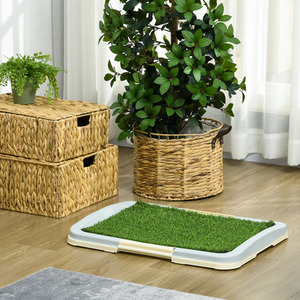 Dog Toilet Indoor with Artificial Grass Grid Panel Tray - Green / 6H x 63L x 48.5Wcm by PawHut