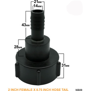 IBC S60x6 (2 inch) Female to (2 inch) Hose Tail by DNA PACKAGING LTD